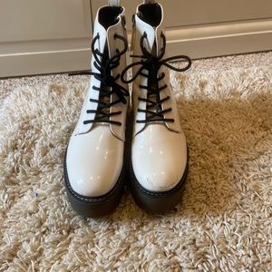 White Platform Boots Size 6